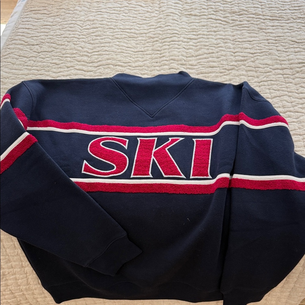 J. Crew Navy Pullover with Red and White Stripe